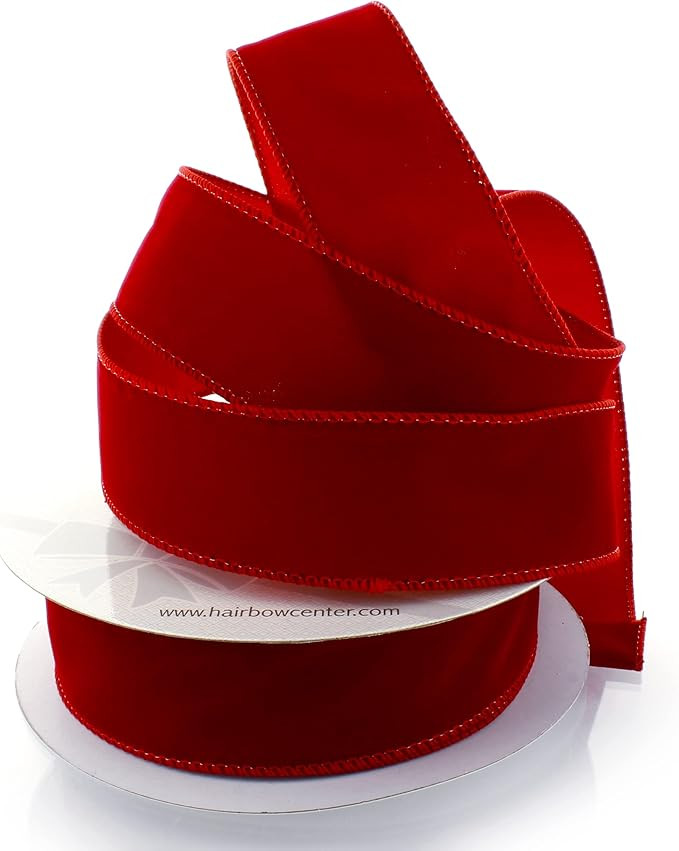 1.5" Wired Suede Velvet Ribbon Red - 25 Yards | Amazon (US)