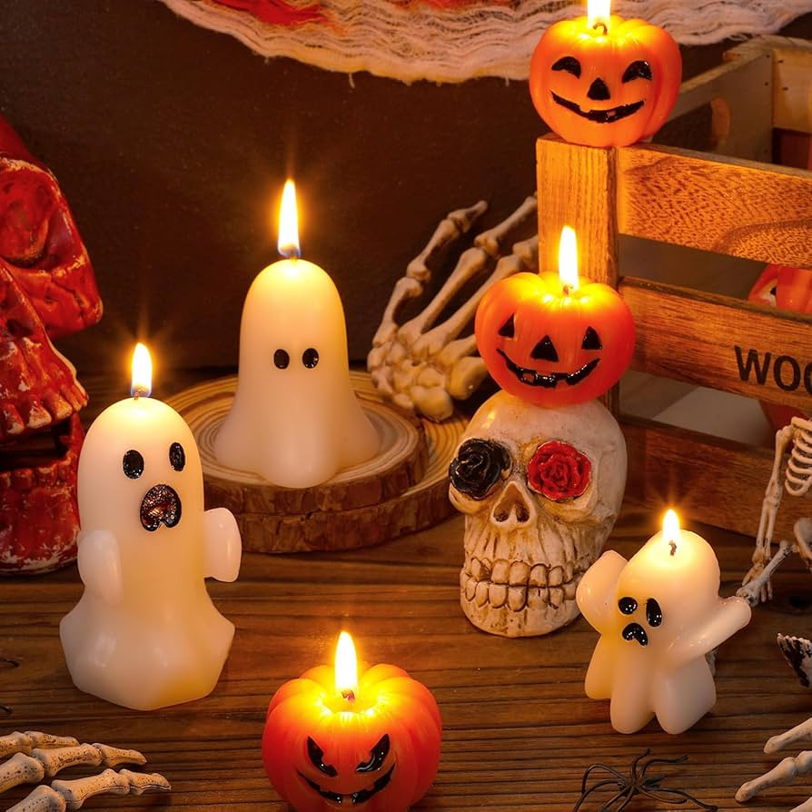 MTLEE 6 Pieces Halloween Ghost Candles Halloween Cute Pumpkin Decorative Tabletop Candle Set Hall... | Amazon (US)
