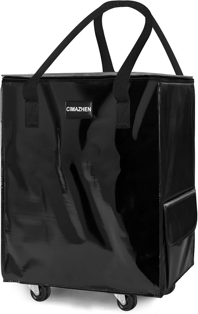 Reusable Grocery Bag on Wheels,Foldable Rolling Tote Bag with Handles and Zipper, Rolling Shoppin... | Amazon (US)