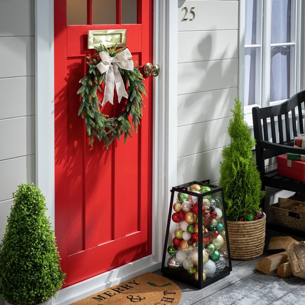 Habitat Faux Green Natural Bow Christmas Wreath272/6595 | argos.co.uk