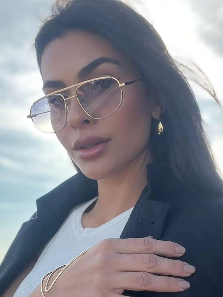 1 Pair Women's Retro Fashion Metal Frame Aviator Fashion Glasses, Suitable For Daily Wear, Summer... | SHEIN