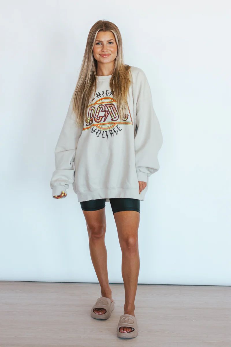 ACDC High Voltage Flower Graphic Sweatshirt | Apricot Lane Boutique