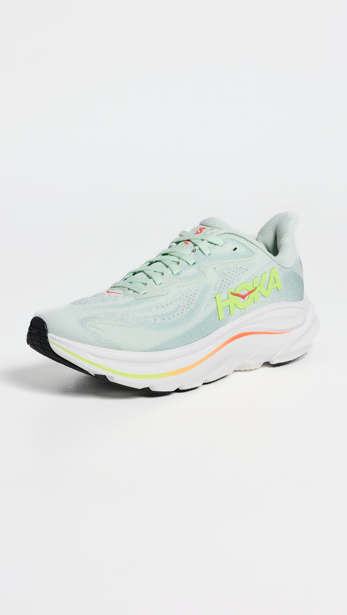 HOKA Clifton 10 Sneakers Sea Glass/Neon Flame 12 | Shopbop