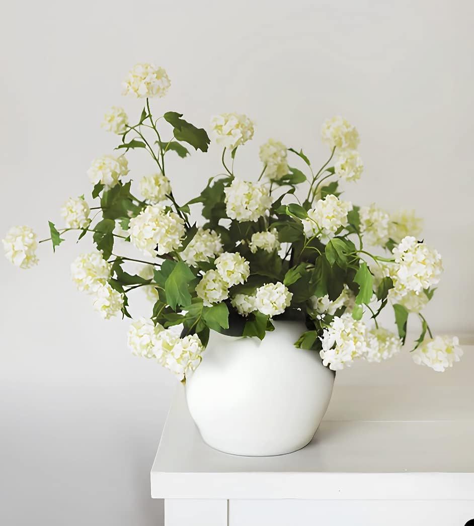 ANNIE&PANDA 3 Pack White Artificial Hydrangea Flowers, Silk Flowers Snowball Hydrangea Realistic ... | Amazon (US)