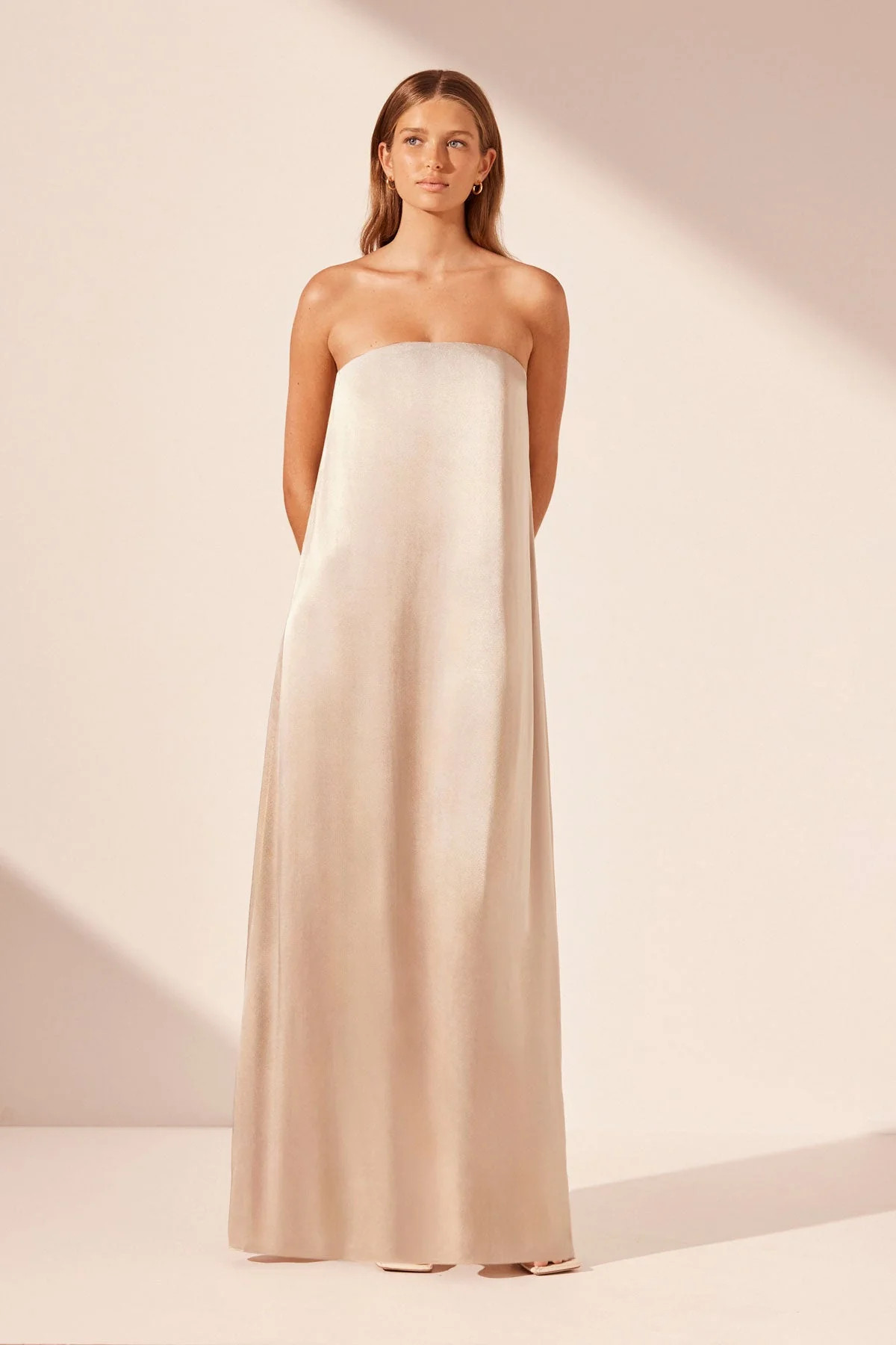 LA LUNE STRAPLESS COLUMN MAXI DRESS | GOLD | DRESSES | SHONA JOY | Shona Joy