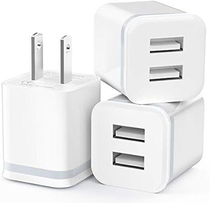USB Wall Charger, LUOATIP 3-Pack 2.1A/5V Dual Port USB Cube Power Adapter Charger Plug Charging B... | Amazon (US)