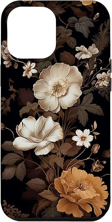 iPhone 15 Pro Max Brown Flowers Florals Pattern Dark Moody Floral Case | Amazon (US)