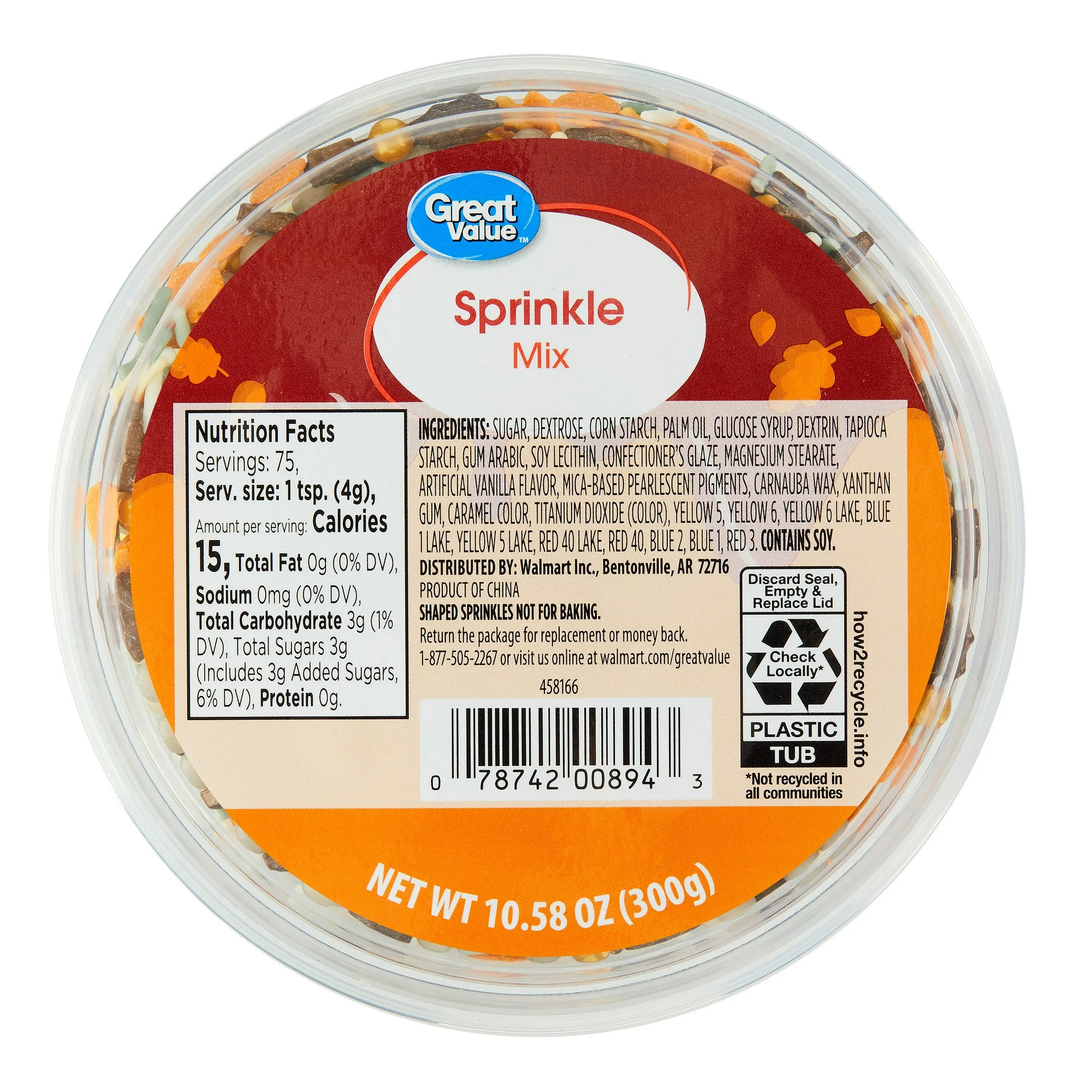 Great Value Autumn Splendor Leaf and Pumpkin-Shaped Sprinkle Mix, 10.58 oz. | Walmart (US)