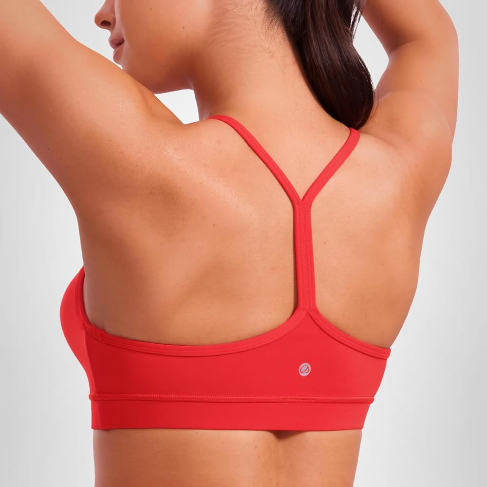 CRZ YOGA Butterluxe Y Back Sports Bras for Women - Padded Racerback Low Impact Spaghetti Thin Str... | Amazon (US)