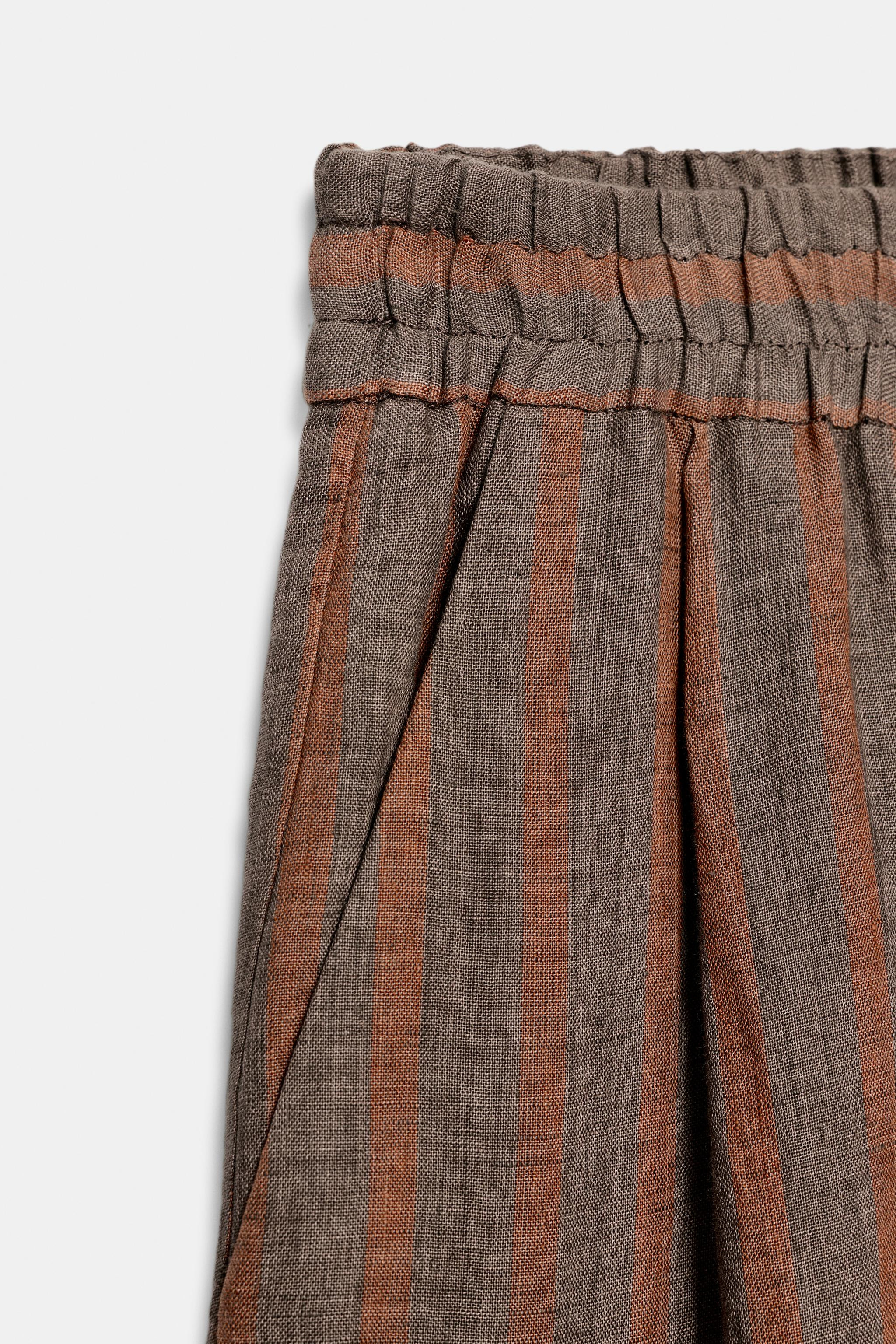100% LINEN STRIPED PANTS | Zara Canada