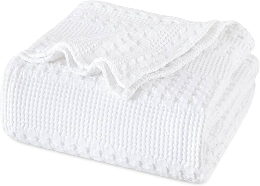 PHF 100% Cotton Waffle Weave Blanket King Size for Bed, Lightweight Washed Cotton Blanket - 108"x... | Amazon (US)