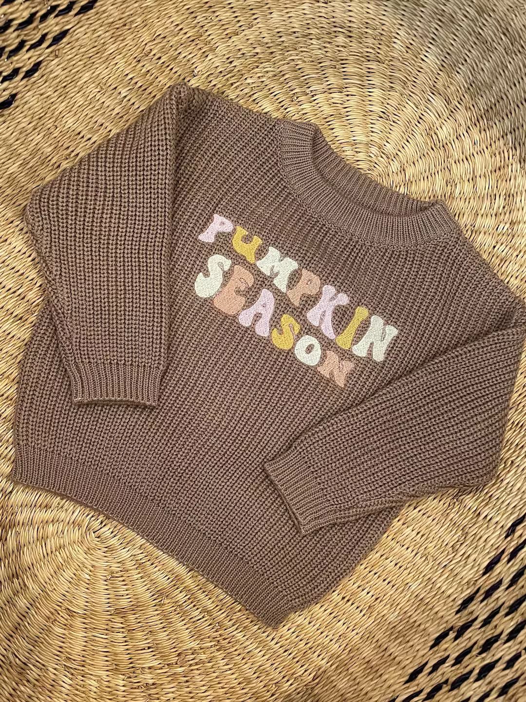 Pumpkin Season Embroidered Sweater - Baby/Toddler/Kids Fall Shirt - Girls Halloween Shirt - Girls... | Etsy (US)
