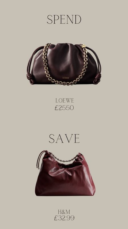 Spend or save 
Loewe flamenco clutch bag or H&M dupe



#LTKbag #LTKuk #LTKeurope