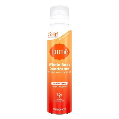 Lume Whole Body Deodorant Spray - Tangerine - 3.6oz: Aluminum-Free, Paraben-Free, Sulfate-Free, Non-Toxic | Target