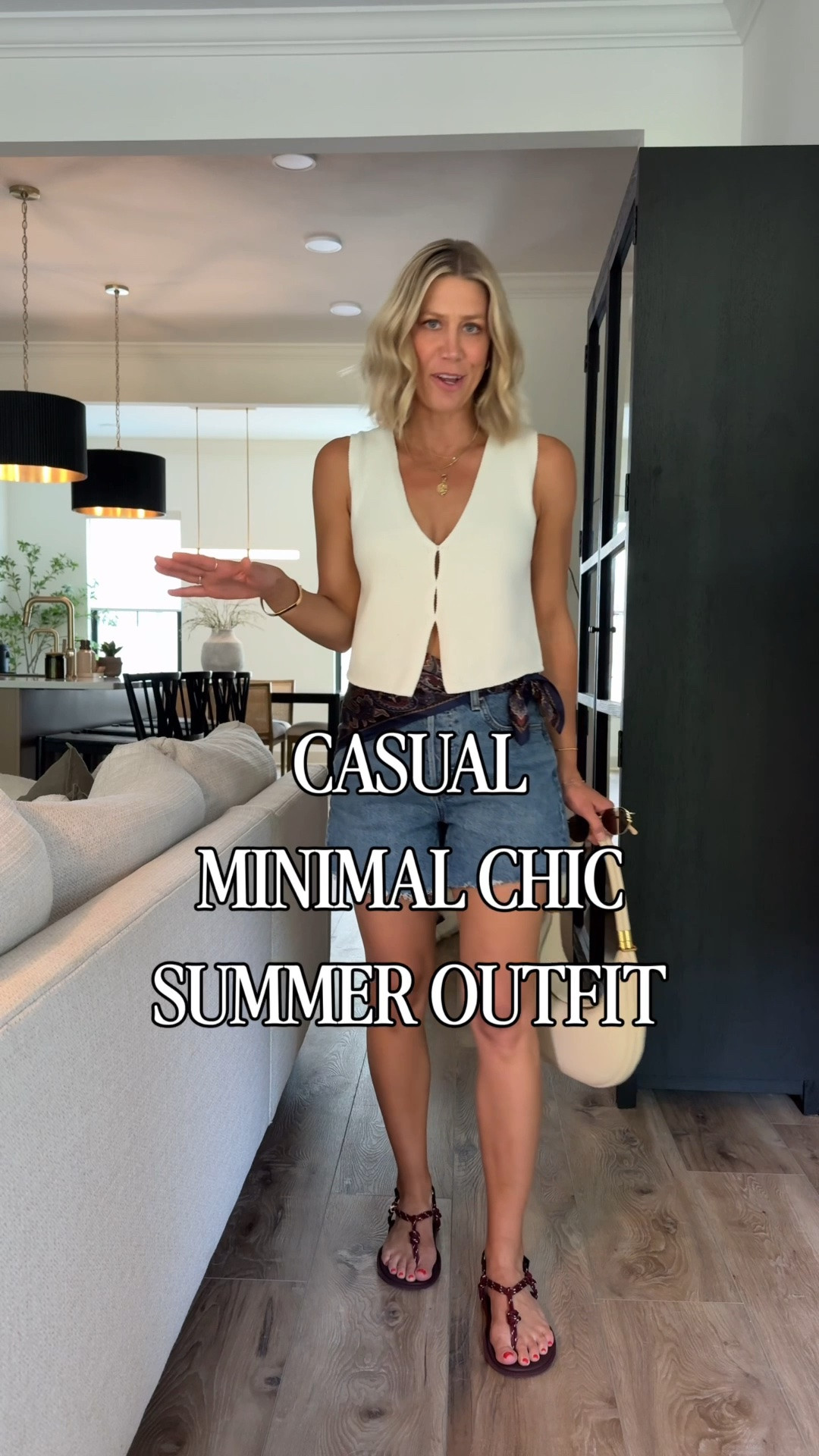 Wearing small sweater vest, 26 Jean shorts (run big so may want to size down for closer fit), sandals tts

#LTKootd #LTKSeasonal #LTKOver40