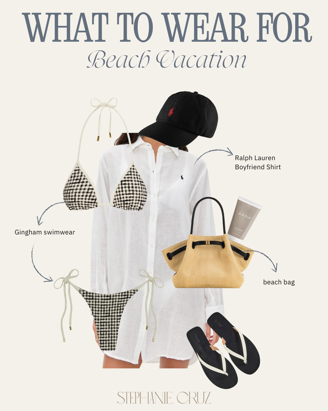 An easy swimsuit, breezy button-down, and classic accessories for laid-back beach days.
#beachvacationoutfit #resortwear #summertravel #vacationcapsule 

 #LTKgrwm #LTKootd #LTKTravel
