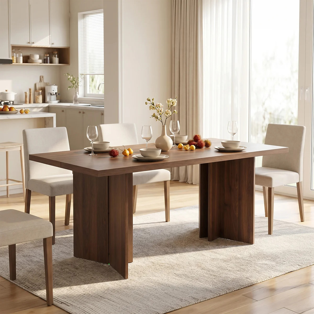 Alyria 70.87" 8 Person Wooden Rectangular Dining Table | Wayfair North America