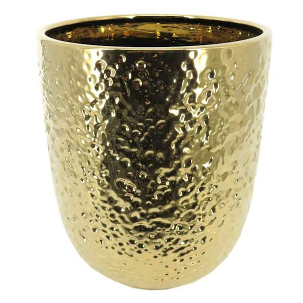 Found & Fable Gold Dimple Tall Planter, 9.5 At Home, Metallic, Porcelain | At Home