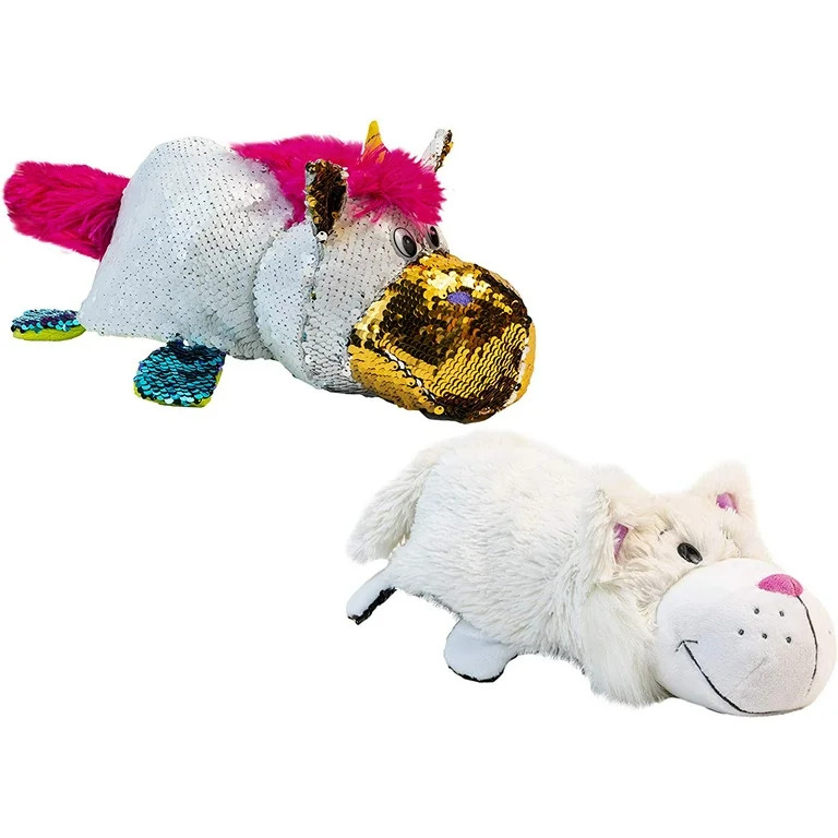 FlipaZoo FB Flipquins - 2 Pack (Unicorn/Drg & Choc. Lab/Wht Cat) - Plush Comes with Reversible Se... | Walmart (US)
