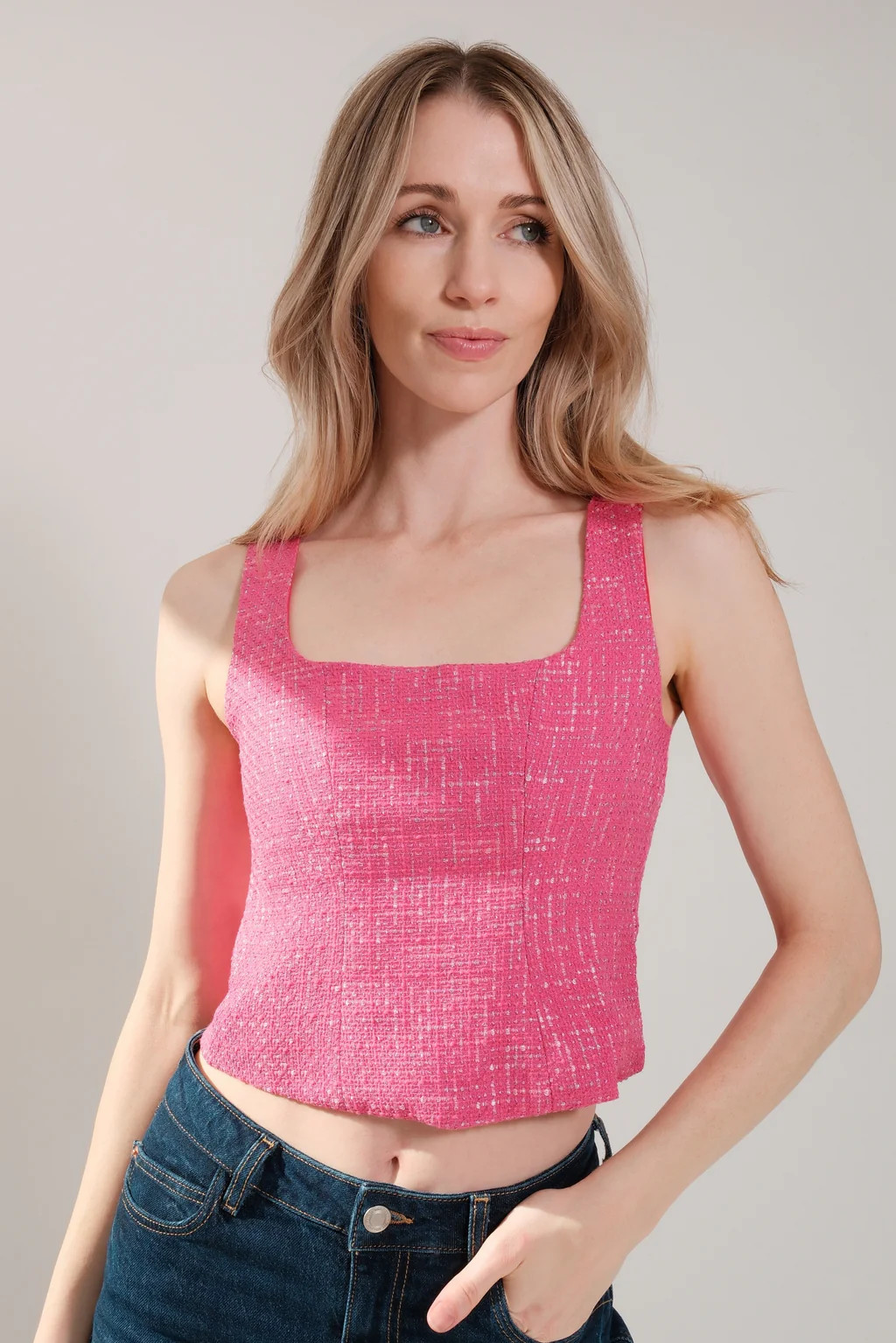 TWEED TANK (FUCHSIA) | CHLOE COLETTE