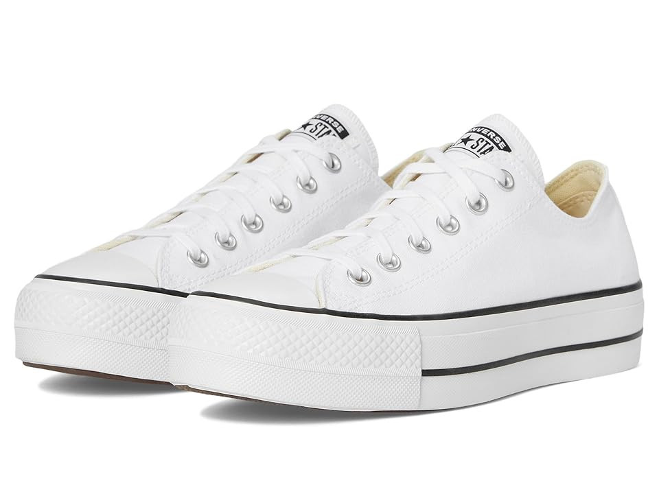 Converse Chuck Taylor All Star Low Top Platform Leather Sneaker Women's Shoes White/Black/White : 9.5 B - Medium | Zappos