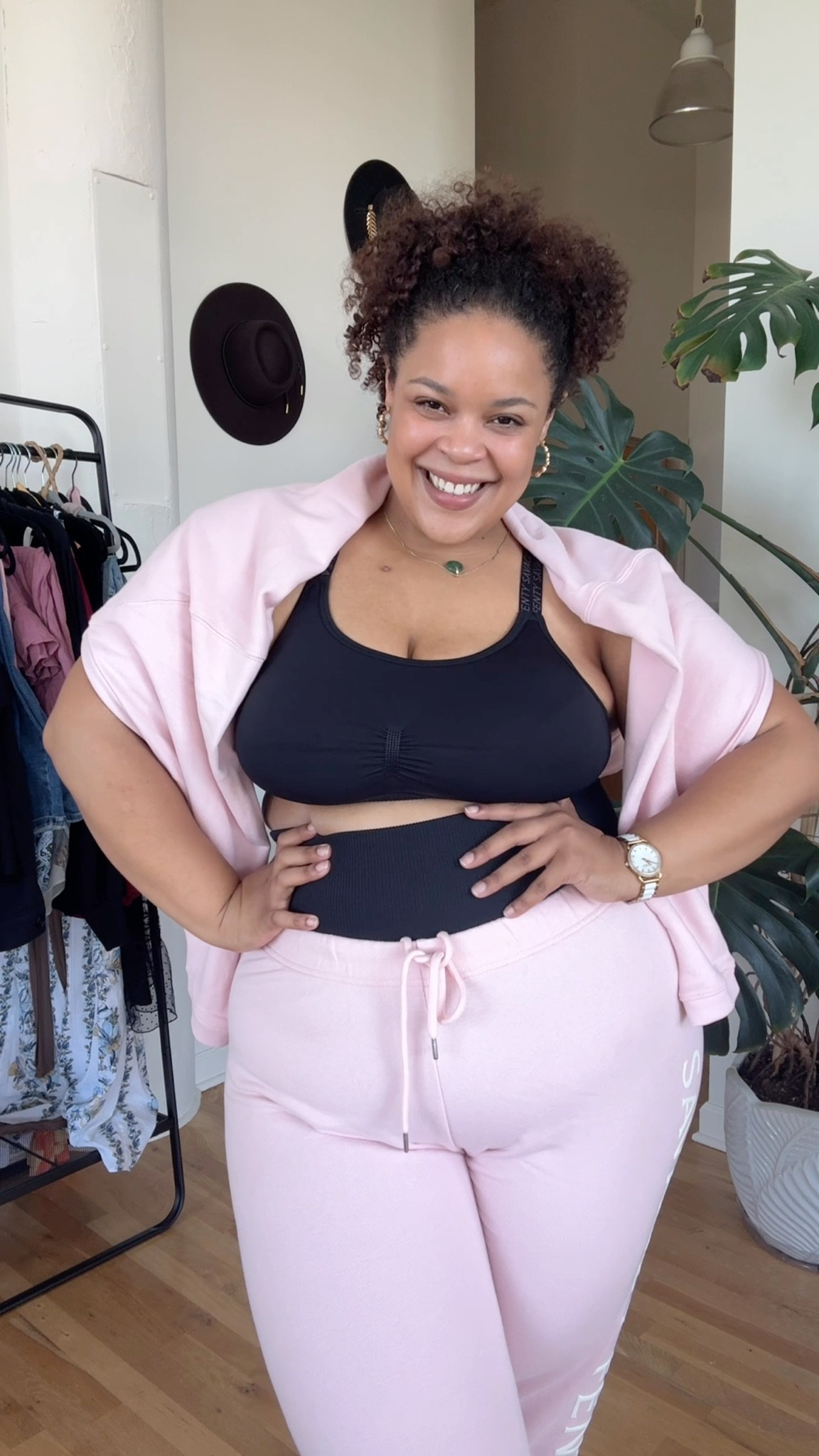 It’s cute, it’s chic, it’s comfortable. I’m wearing a size 2x in everything. I love how stretchy the pants are although they are compressed. The bottom is a bit sheer so keep that in mind. Wear underwear or thong, or nothing at all lol They look small when you receive them, but stretch out really nicely. There is a stomach panel that will soften the belly area but the bottom and thigh area is super stretchy.

Sports bra / Bralette is very comfortable and easy to wear. It’s the type of braw that’s perfect for lightweight daily activities. Something that you can wear all the time and feel comfortable in.

The sweatsuit is super comfortable. The top is overflowing, and the bottoms hug me really nicely. If you want more of a looser fit, I would say size up. 

Overall, both sets are very nice. The colors do not bleed, and they feel of great quality.  

#savagexfenty #loungewear #falloutfit #style #easyoutfit #comfyoutfit #casualootd 

#LTKStyleTip #LTKPlusSize #LTKFallSale