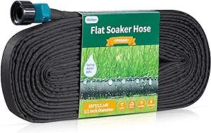 Flat Soaker Hose 15 25 30 50 75 100 150 FT for Garden Beds, 50 Ft 1/2" Linkable Consistent Drip I... | Amazon (US)