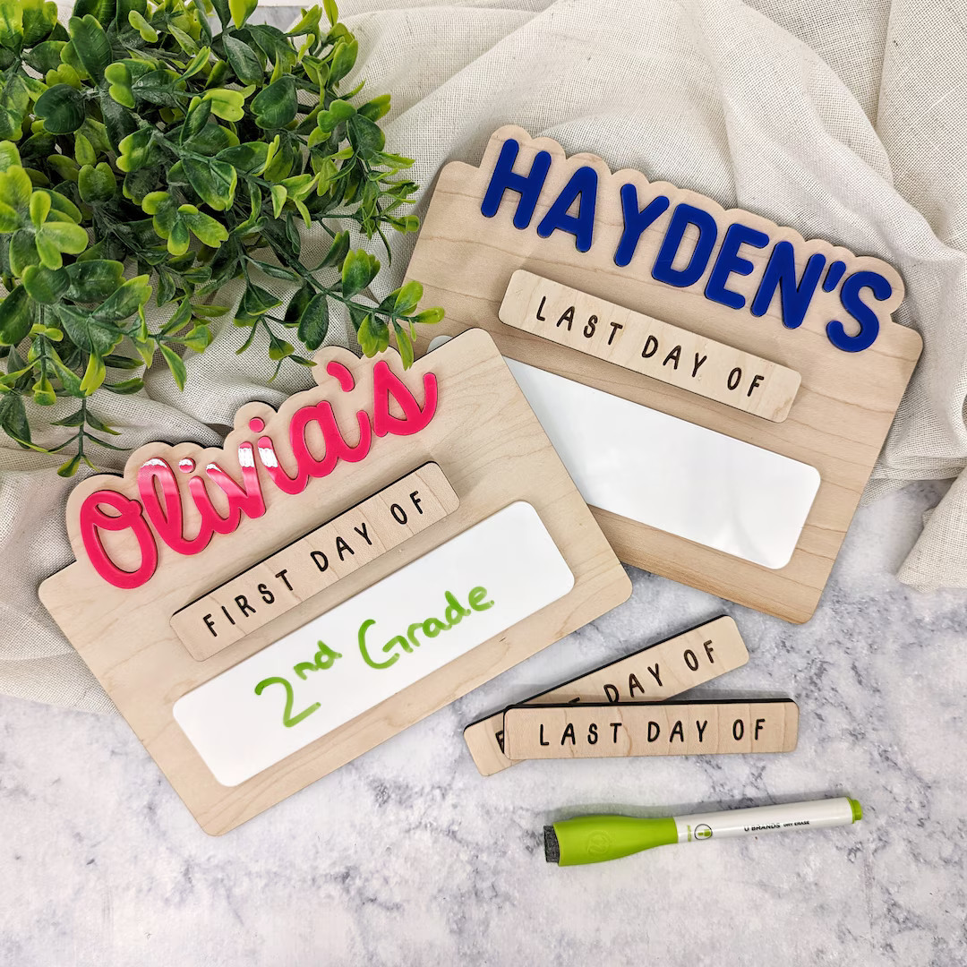 Custom First Day of School Sign Back to School Wooden Photo Prop Personalized Name Sign Reusable ... | Etsy (US)