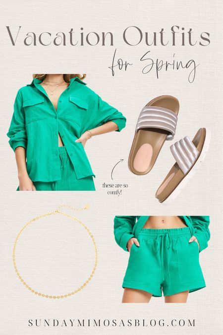 Vacation outfits for your next spring beach vacation! This green two piece set is perfect for wearing at the pool, by the beach or for exploring the town! Beach vacation outfit inspiration, vacation accessories, matching set, quilted crossbody bag, dainty gold jewelry, swim cover up, spring break outfits #twopieceset #vacationoutfits #vacationoutfit #beachvacation #beachaccessories #vacationstyle

#LTKFind #LTKSeasonal #LTKU