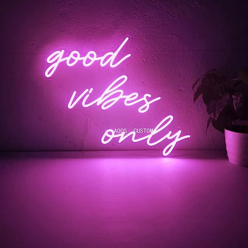 Good Vibes Only Custom Dimmable LED Neon Signs for Wall Decor (Customization Options: Color, Size... | Amazon (US)