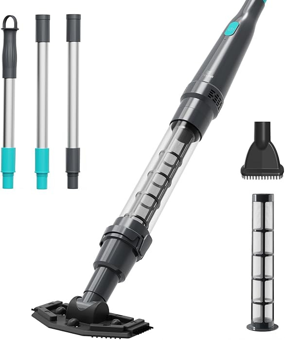 Handheld Pool Vacuum for Above Ground Pool & Hot Tub Vacuum, with 2 Brush Heads, 90 Mins Running Time, 13.2 Gallons/Min Powerful Suction, Ideal for Cleaning Debris and Sand Underwater, Black | Amazon (US)