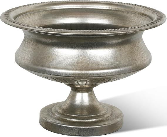 Worth 8" H. Silver Color Urn Vase for Centerpieces, 11.8" Dia. Metal Trumpet Small Flower Pots fo... | Amazon (US)
