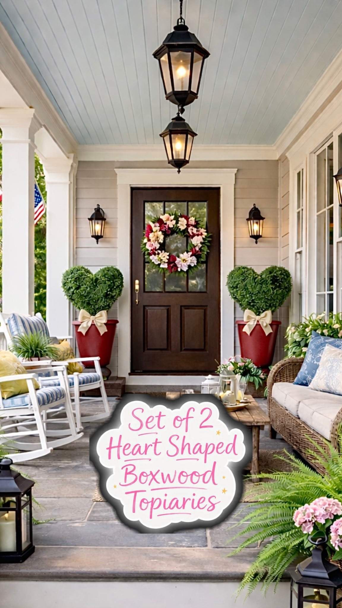 It’s time to get your front porch ready for Valentine’s Day! 💕 I found these set of 2 heart-shaped boxwood topiaries that are doing the most—in the best way (red planters not included) but look for tall planters to give the topiaries more height.  They are finished with sweet little cream bows or you can change out with your own color! They frame the door like a giant Valentine and say, “Yes, romance lives here.” Fun, festive, and just the right amount of extra.

💗 Sweet with a wink
💗 Romantic but relaxed
💗 Cozy, charming, and totally heart-stealing
This porch doesn’t just celebrate Valentine’s Day—it has a crush on it 💞

#LTKHome #LTKSeasonal