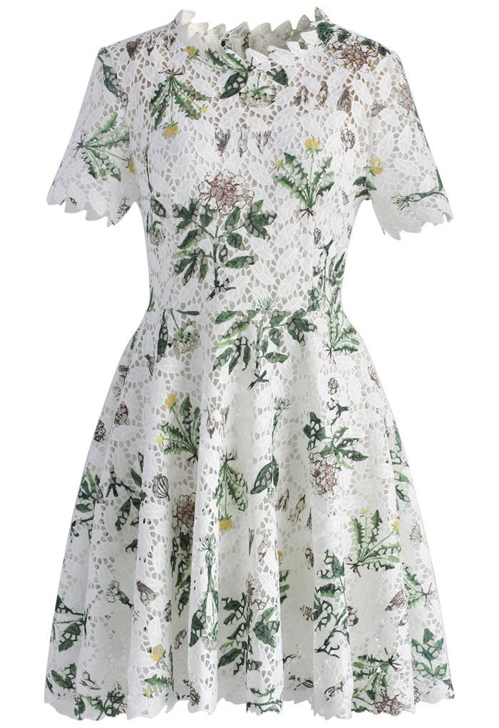 Wildflower Fresh Crochet Flare Dress | Chicwish