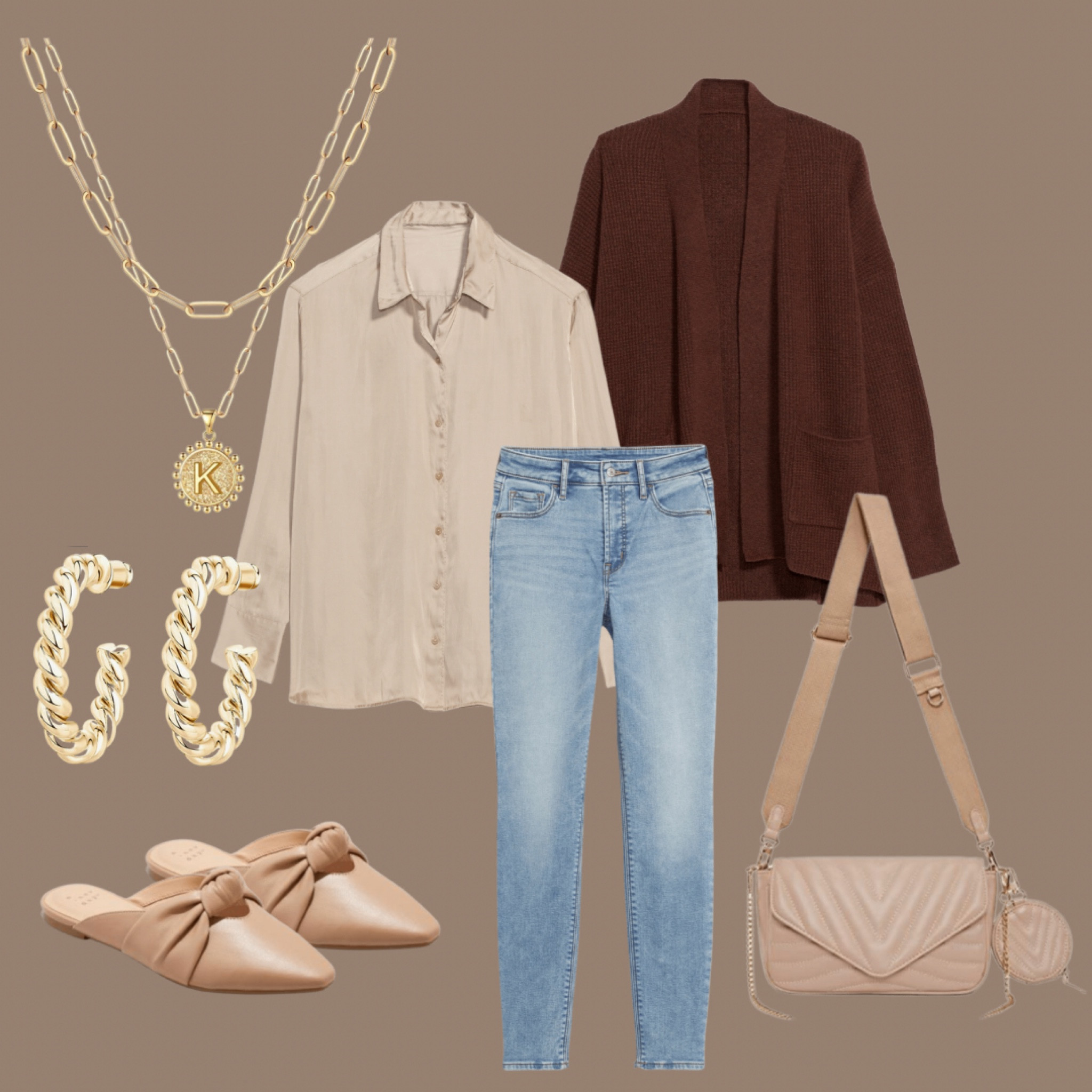 Holiday outfit idea!

Casual chic with gold accents. Love this for Thanksgiving time! 

Cardigan, crossbody, satin boyfriend shirt

#LTKfit #LTKSeasonal #LTKbeauty
