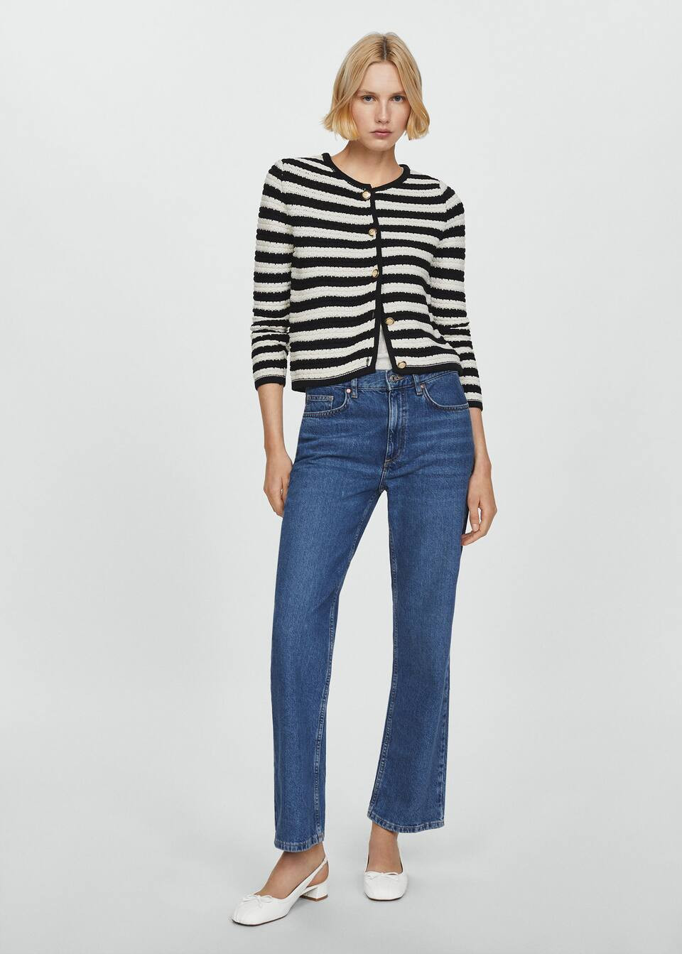 striped cardigan with jewel buttons -  Women | Mango USA | MANGO (US)