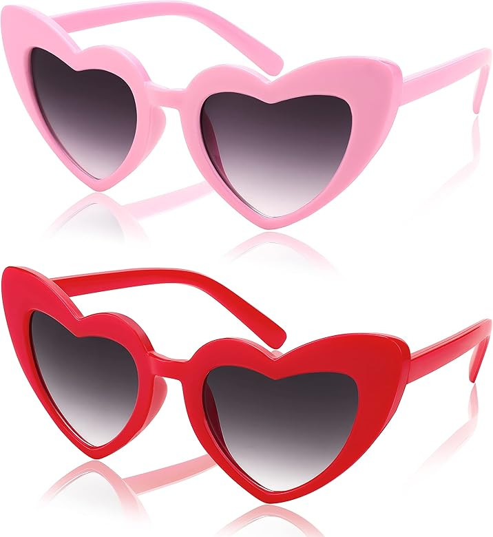 FEISEDY 2 Pack Vintage Kids Heart Sunglasses Girls Toddler De Sol Gafas Beach Party Holiday Sun Glas | Amazon (US)