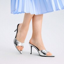 FASHIONABLE SILVER POINTED TOE WOMENS OPEN TOE HIGHHEELED SANDALS SUMMER HALLOWEEN CHRISTMAS | SHEIN