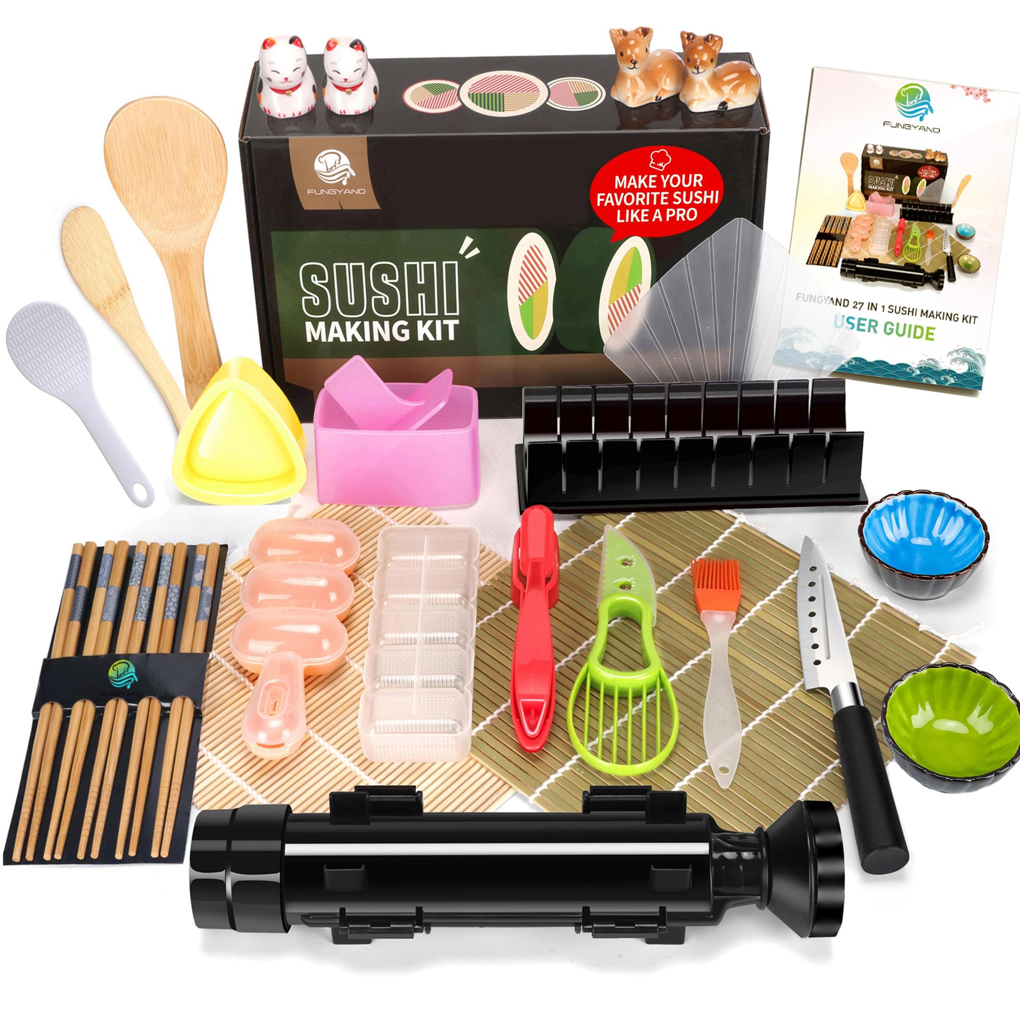 FUNGYAND Sushi Making Kit, 27-in-1 Professional Maker Set with Bazooka Roller, Nigiri & Musubi Pr... | Amazon (US)