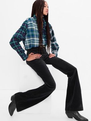High Rise Velvet &#x27;70s Flare Jeans with Washwell | Gap (US)