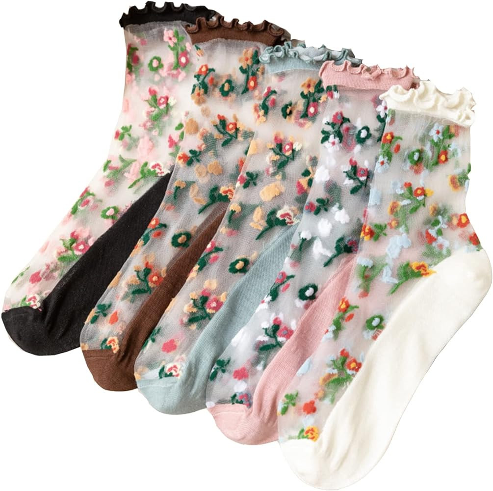 Benefeet Sox Womens Lace Sheer Socks Girls Ultra Thin Nylon Clear Stocking Socks Transparent See ... | Amazon (US)