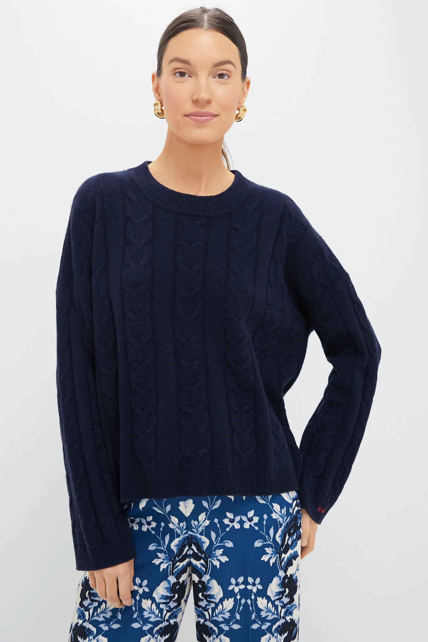 Navy Cashmere Eloise Cableknit Sweater | Tuckernuck (US)