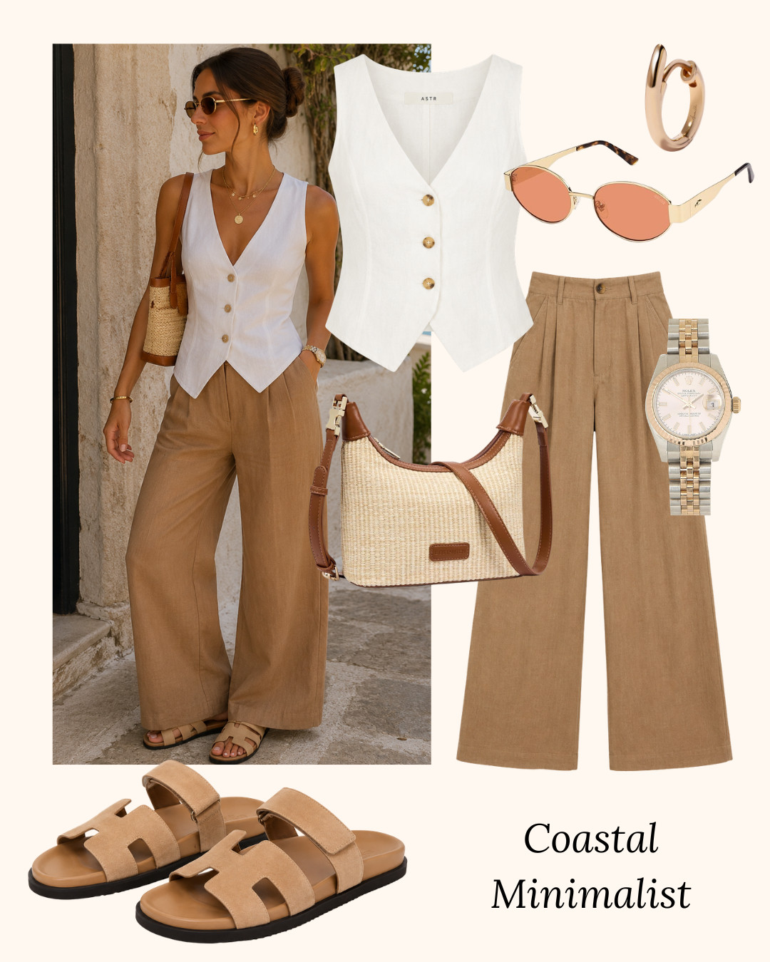🤍 Coastal Minimalist

Effortless, elevated, and endlessly wearable. Neutral tones, linen textures, and timeless accessories create the perfect quiet luxury summer uniform. 

 #LTKvlog #LTKSeasonal #LTKTravel