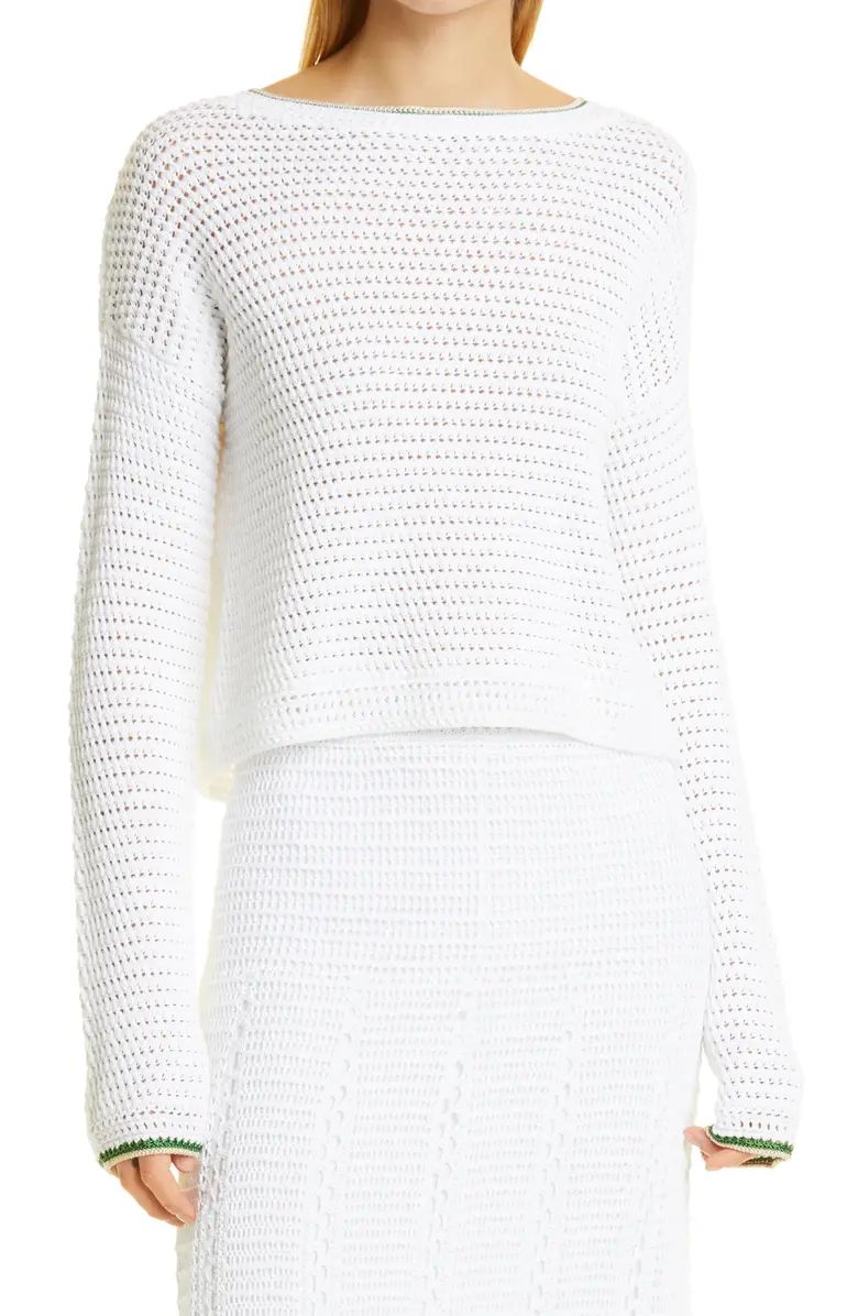 Vince Tipped Organic Cotton Crochet Sweater | Nordstrom | Nordstrom