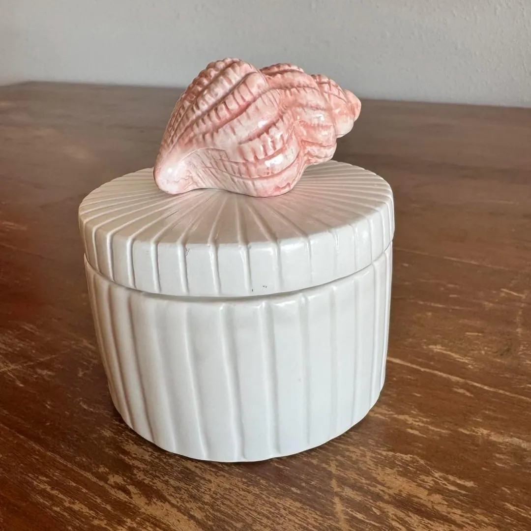 Vintage Fitz & Floyd Pink and White Ceramic Shell Trinket Box, Coastal Decor | Etsy (US)