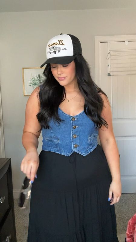 Wearing size 1X in the denim vest & large in the skirt! the Amazon skirt I linked I actually prefer 👀 I wear size XL in the Amazon one!

#LTKmidsize #LTKstyletip #LTKplussize