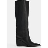 Zara - Leather Wedge Boots - Black - 6½ - Woman | Zara US