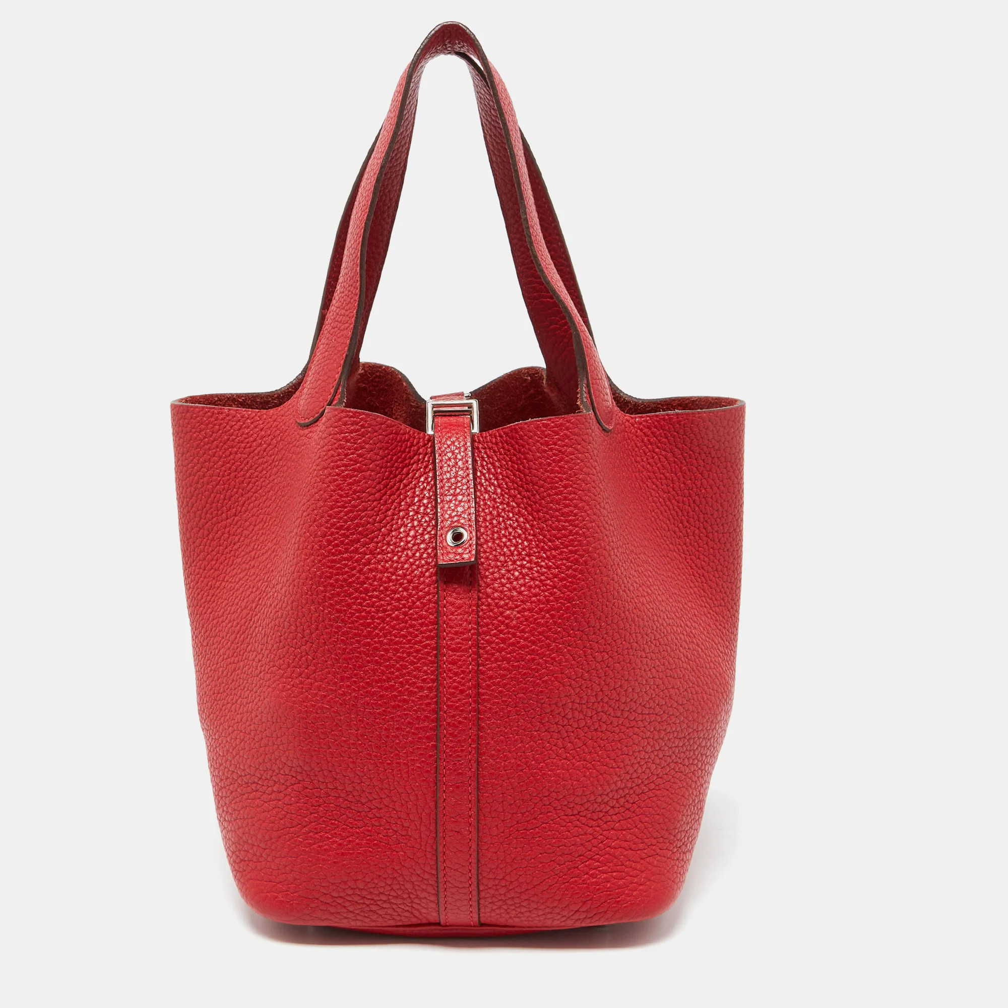Hermes Rouge Garance Taurillon Clemence Leather Picotin Lock 22 Bag | Shop Simon