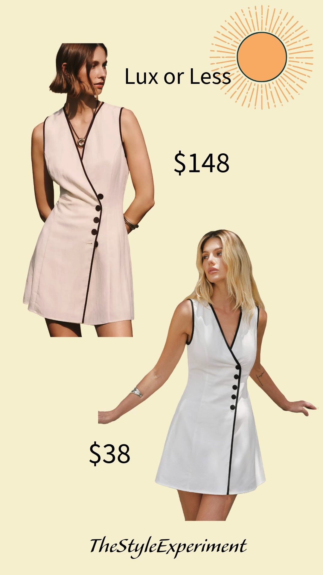 Lux or Less? WHich would you choose?

A good reminder that more expensive doesn’t always mean better. ✨

I tried the pricier version in-store and was honestly disappointed. While it has a beautiful, fluid drape, the bodice fit just wasn’t right—you can even see in the product photo how the neckline gaps through the bust, which changes the whole look and takes away from that polished, tailored finish. Its fabric blend (85% viscose, 9% polyamide, 6% linen) feels luxe—but it wrinkled *so* easily, which is a dealbreaker for me.

The more affordable option, on the other hand, looks like it has a more structured silhouette with a neckline that sits closer to the body, which would create a cleaner, more flattering fit through the bodice. Its fabric blend (20% linen, 30% viscose, 50% polyester) should hold its shape and resist wrinkles much better, so I may order that one and give it a try.

For me, being eco-conscious isn’t about always buying the most expensive piece—it’s about choosing what you’ll actually wear, love, and keep in your closet long-term. If something wrinkles too easily (unless it’s an exceptional linen piece), I know I won’t reach for it… and that usually means it ends up in the donation pile.

The most sustainable purchase is the one you’ll wear again and again. ♻️✨
 

 #LTKdayinmylife #LTKgrwm #LTKOver40