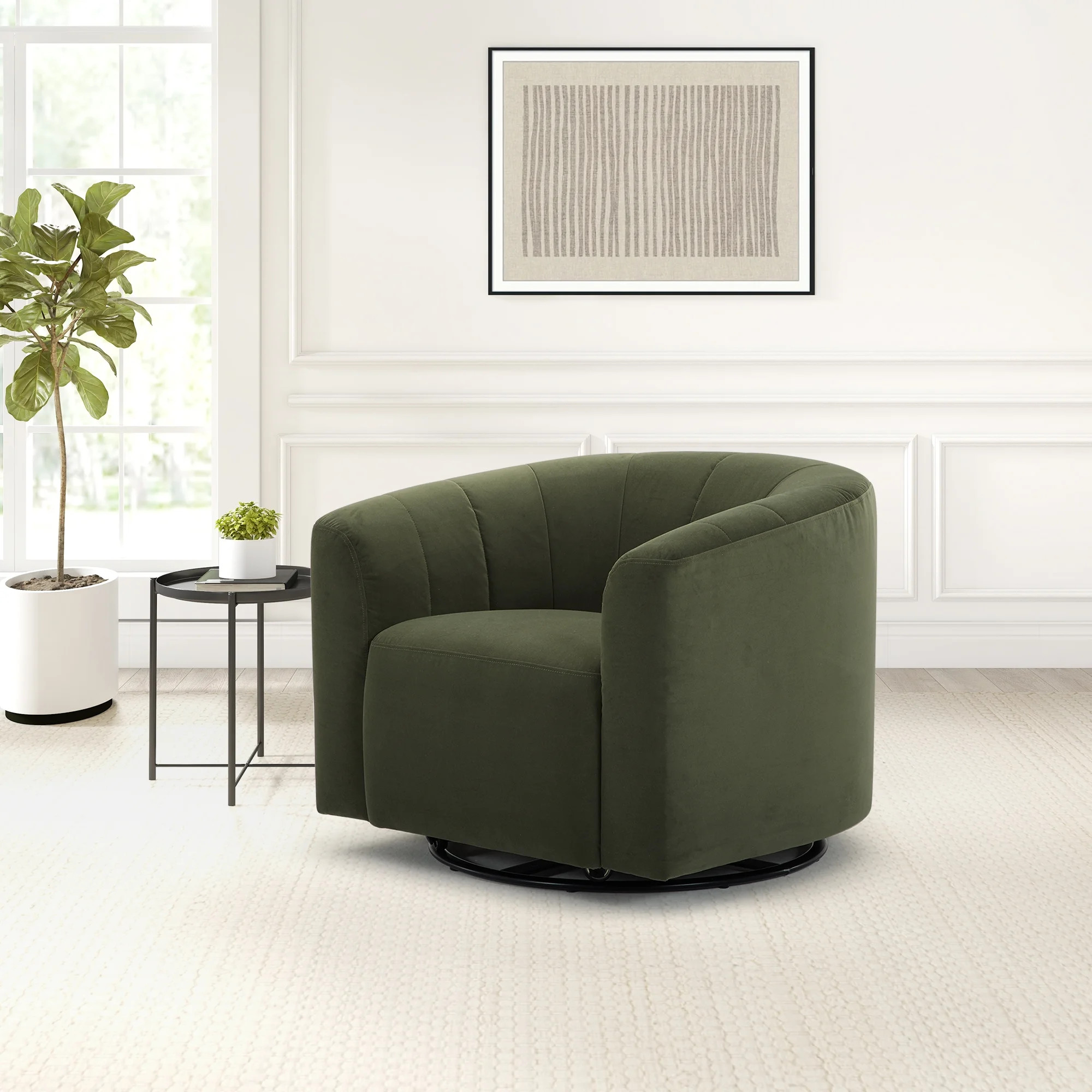Cole & Rye Curved Swivel Chair, Olive | Walmart (US)